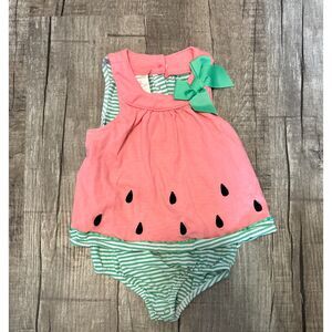First Impressions Watermelon Romper 18M Pink Green Sleeveless Baby Outfit